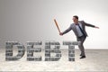 The angry man with baseball bat debt burden Royalty Free Stock Photo