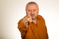 An angry man with beard pointing finger at you Royalty Free Stock Photo