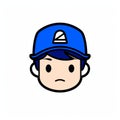 Angry Man In Blue Baseball Cap Kawaii Manga Style With Solapunk Influence