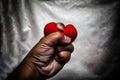 angry man crushing red heart in hand., unrequited love., love co