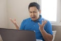 Angry Man Disappointed Expression Looking at Laptop