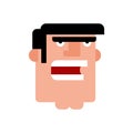 Angry man face. Evil head. Vector illustration