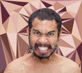 Angry man face in triangular style