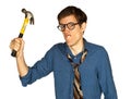 Angry Man with Hammer Royalty Free Stock Photo