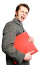 Angry man hold worktops Royalty Free Stock Photo