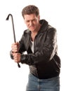 Angry man holding a crowbar Royalty Free Stock Photo
