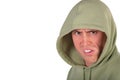 Angry man in hood Royalty Free Stock Photo