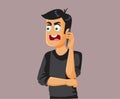 Angry Man Talking on the Phone Vector Illustration Royalty Free Stock Photo