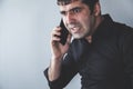 Angry man talking in phone Royalty Free Stock Photo