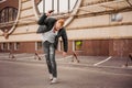 Angry man is throwing away his mobile phone Royalty Free Stock Photo