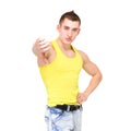 Angry man with thumb down Royalty Free Stock Photo