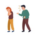 Angry man and woman characters quarreling. Vector flat cartoon illustration Royalty Free Stock Photo