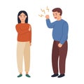 Angry man and woman characters quarreling. Vector flat cartoon illustration Royalty Free Stock Photo