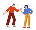 Angry Man and Woman Shouting and Blaming Engaged in Manipulation and Control Vector Illustration