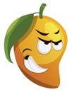 Angry mango with green leaf illustration vector