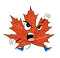 Angry mapple leaf cartoon Royalty Free Stock Photo