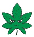 Angry marijuana leaf, illustration, vector Royalty Free Stock Photo