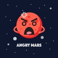 Angry mars character emoticon on space background