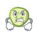 Angry mascot slice cucumber to cook vegetable Royalty Free Stock Photo