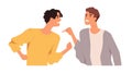 Angry men arguing and conflicting. Quarrel and fight between two aggressive people. Male characters shouting, blaming Royalty Free Stock Photo