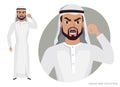 The evil Arab Man character threatens with his hand