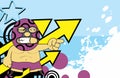 Angry mexican wrestler cartoon expression background