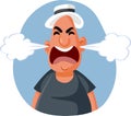 Angry Middle Aged Man Feeling Furious Vector Cartoon