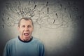 Angry middle aged man screaming and yelling. Negative human emotion, bully senior male reacting furious, looks frustrated and mad Royalty Free Stock Photo