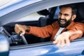 Angry Middle Eastern Driver Man Shouting Driving Car Having Conflict Royalty Free Stock Photo