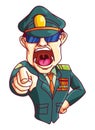 Angry Military General Color Illustration Design