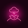 angry on mind icon. Elements of What is in your mind in neon style icons. Simple icon for websites, web design, mobile app, info Royalty Free Stock Photo