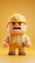 Angry Miner Cartoon Character with Yellow Hard Hat Royalty Free Stock Photo