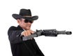 Angry mobster firing his gun maniacally Royalty Free Stock Photo