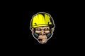 Angry Monkey with hard hat cartoon vector