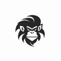 Angry Monkey Head Logo: Monochromatic Minimalist Junglepunk Design