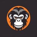 Angry Monkey Logo Design: Bold And Simple Graphic For Dark Background