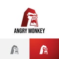 Angry Monkey Wild Cranky Gorilla Ape Head Logo