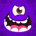 Angry Monster One Eye Face. Vector illustration. Halloween cartoon monster Royalty Free Stock Photo