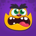 Angry monster screaming. Cartoon vector illustration of spooky monster face avatar. Big set of monster faces