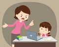 Angry mother And daughter Using Laptop At Home Royalty Free Stock Photo