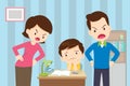 Angry mother and father to son so bad education Royalty Free Stock Photo