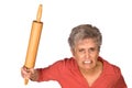 Angry mother and rolling pin Royalty Free Stock Photo