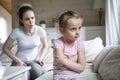 Angry mother scolding little sad preschool daughter Royalty Free Stock Photo