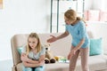 angry mother yelling at teen daughter Royalty Free Stock Photo