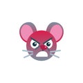 Angry mouse face emoji flat icon Royalty Free Stock Photo