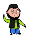 Angry Muslim Man Cartoon with one hand raised