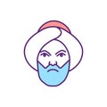 Angry muslim man RGB color icon