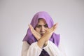 Angry Muslim Woman Shows Stop Sign Crossed Arms gesture Royalty Free Stock Photo