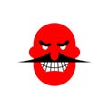 Angry mustachioed face icon. Evil red emoji. vector illustration Royalty Free Stock Photo