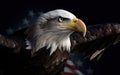 Angry North American bald eagle over American flag. Patriotic holiday celebrate 4th of July. Generative AI Royalty Free Stock Photo